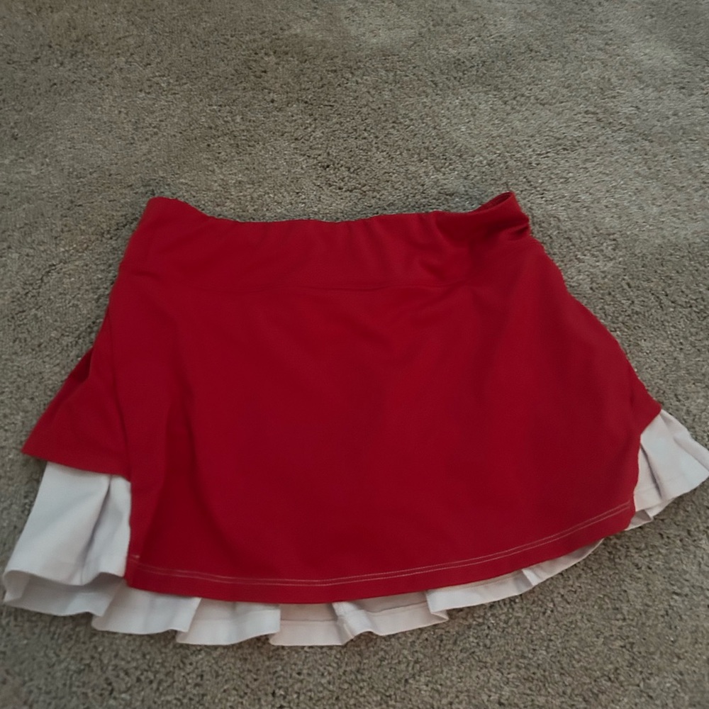 Red Skirt with White Layered Hem